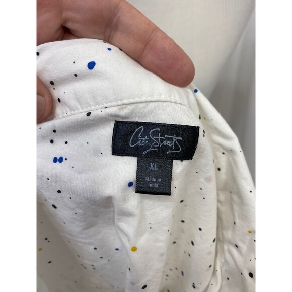 City Street’s Men's Shirt White Paint Splash Casual Button-Down Size XL - Picture 7 of 7
